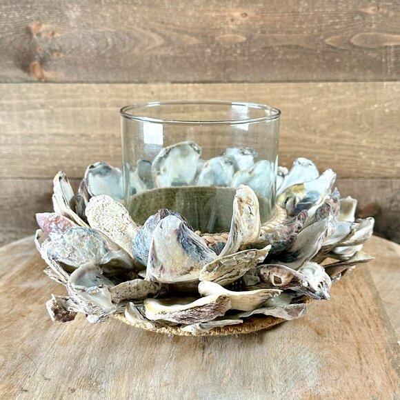 Large Philippines Oyster Shell Seashell Pillar Candle Holder Centerpiece Display - Picture 3 of 12
